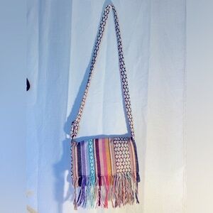 Colorful Woven Boho style bag cross-body with fringe
